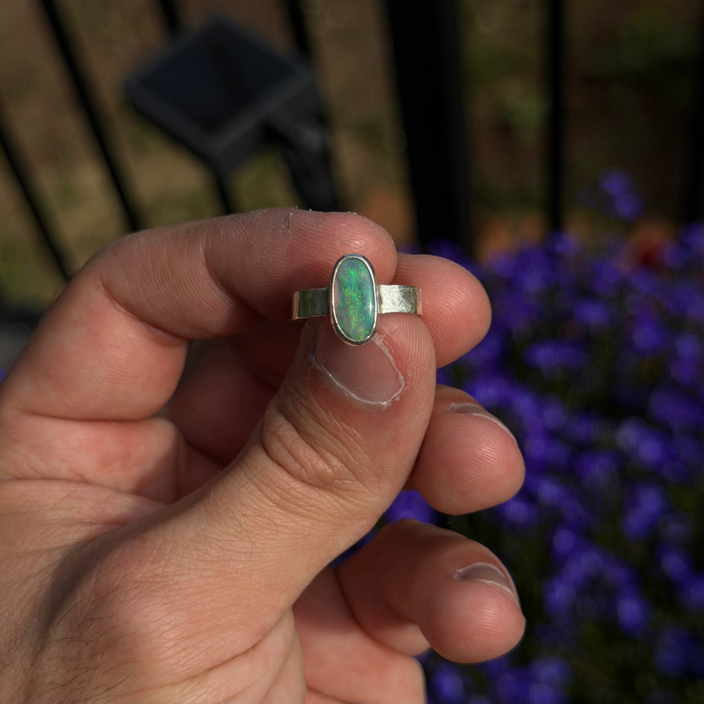 Lightning Ridge Dark Opal Ring Size 4