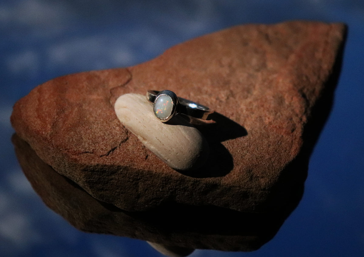 Sterling Silver Australian Opal Ring Size 5.5