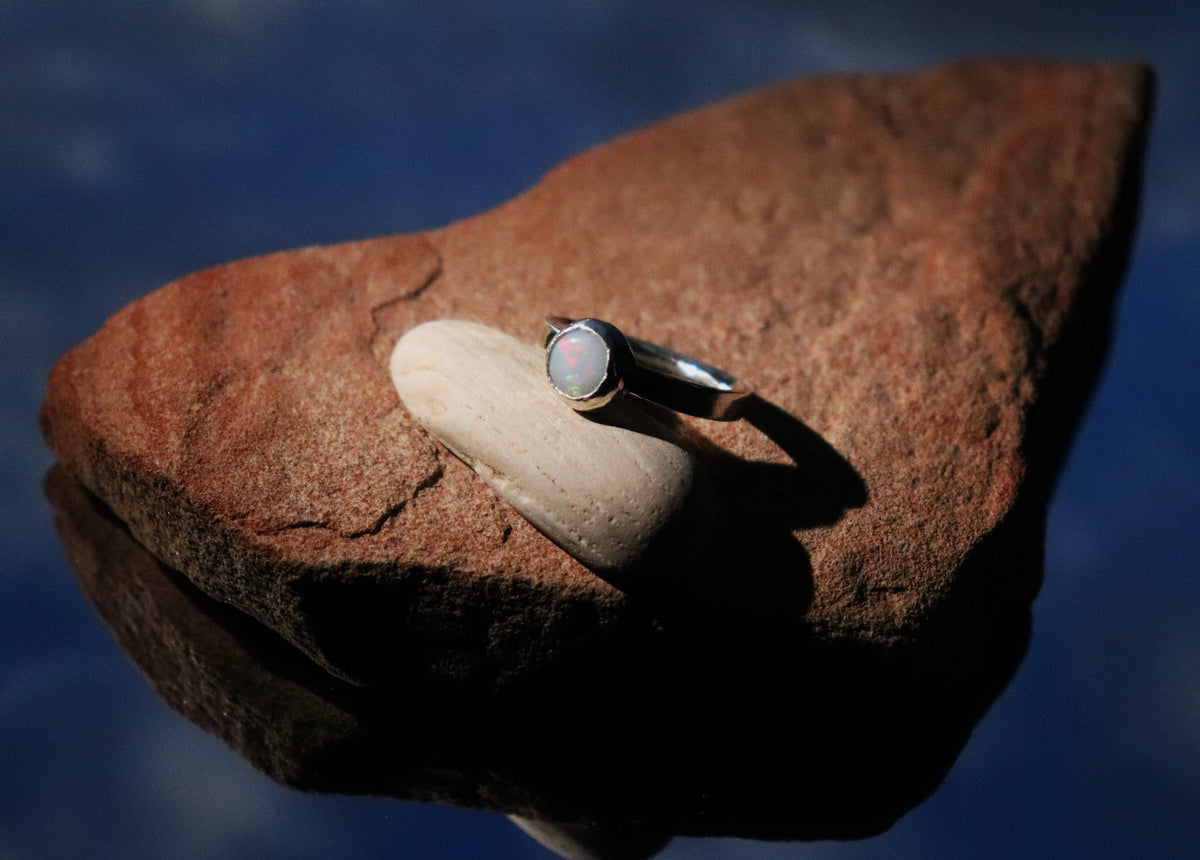 Sterling Silver Australian Opal Ring Size 4.5