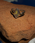 Sterling Silver Lightning Ridge Dark Opal Ring Size 4.75